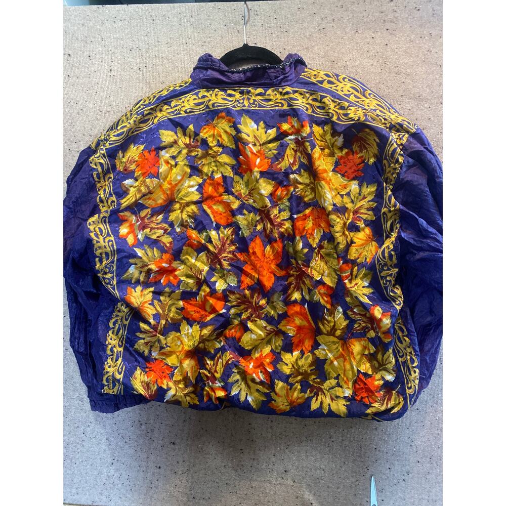 Vintage Lauren Brooke Windbreaker Jacket Sz L Baroque Patchwork Gold 90s - Picture 5 of 6